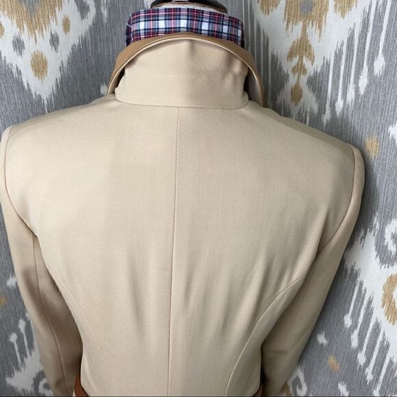 Ralph Lauren Collection ~ Beige Stretch Wool Lamb Leather Trim Equestrian Jacket - Picture 4 of 16